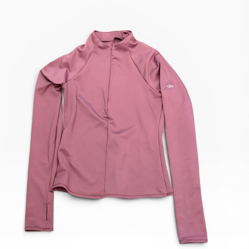 Alo Yoga Airlift Winter Warm 1/4 Zip Long Sleeve Rose Pink Thumbholes XS\Small